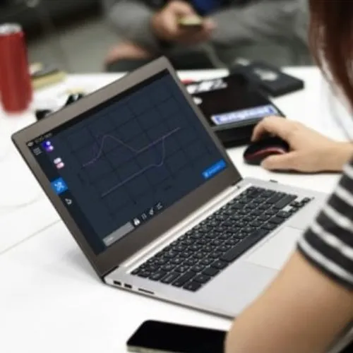Laptop showing a signal chart application